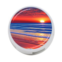 Golden Sunset Over Beach 4-port Usb Hub (two Sides) by GardenOfOphir