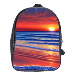 Golden Sunset Over Beach School Bag (xl) by GardenOfOphir