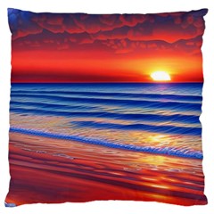 Golden Sunset Over Beach Standard Premium Plush Fleece Cushion Case (one Side) by GardenOfOphir