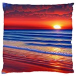 Golden Sunset Over Beach Large Premium Plush Fleece Cushion Case (One Side) Front