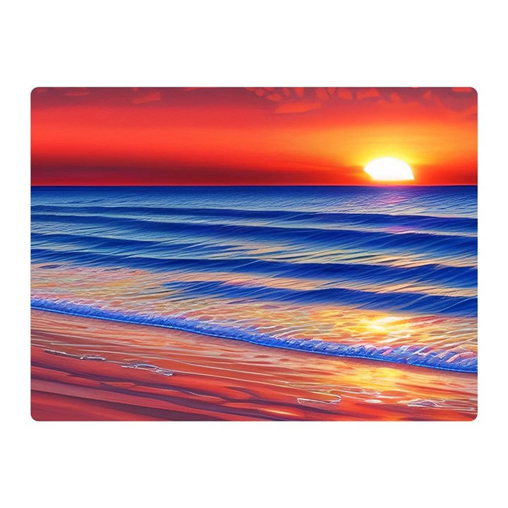 Golden Sunset Over Beach Premium Plush Fleece Blanket (Mini)