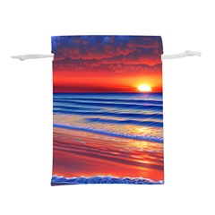 Golden Sunset Over Beach Lightweight Drawstring Pouch (m) by GardenOfOphir