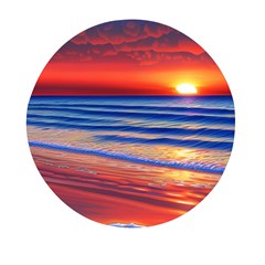 Golden Sunset Over Beach Mini Round Pill Box (pack Of 3) by GardenOfOphir