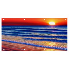 Golden Sunset Over Beach Banner And Sign 8  X 4  by GardenOfOphir