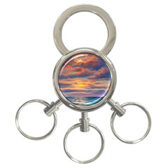 Serene Sunset Over Beach 3-ring Key Chain by GardenOfOphir