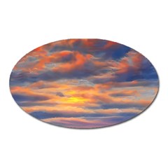 Serene Sunset Over Beach Oval Magnet by GardenOfOphir