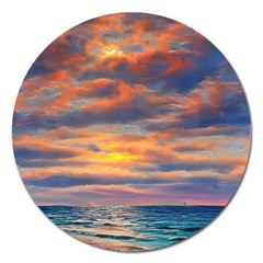 Serene Sunset Over Beach Magnet 5  (round) by GardenOfOphir