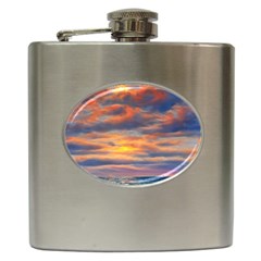 Serene Sunset Over Beach Hip Flask (6 Oz) by GardenOfOphir