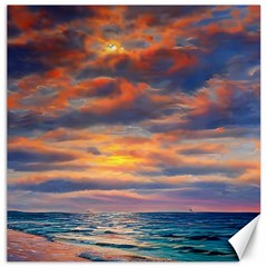 Serene Sunset Over Beach Canvas 16  X 16  by GardenOfOphir