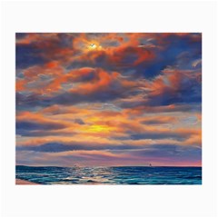 Serene Sunset Over Beach Small Glasses Cloth (2 Sides) by GardenOfOphir