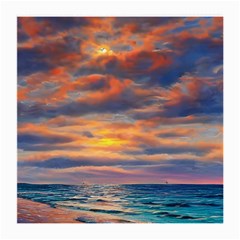 Serene Sunset Over Beach Medium Glasses Cloth by GardenOfOphir