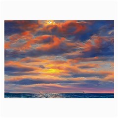 Serene Sunset Over Beach Large Glasses Cloth by GardenOfOphir