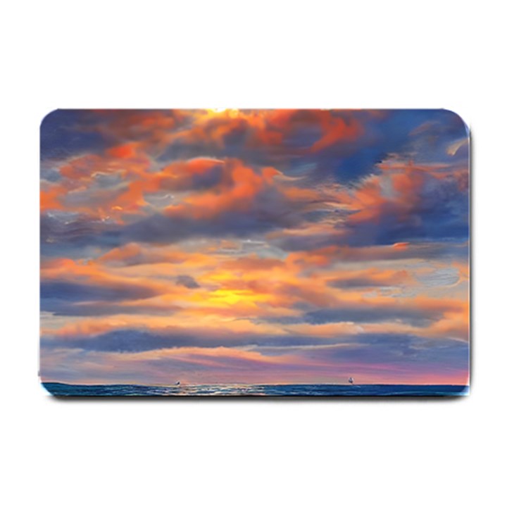 Serene Sunset Over Beach Small Doormat