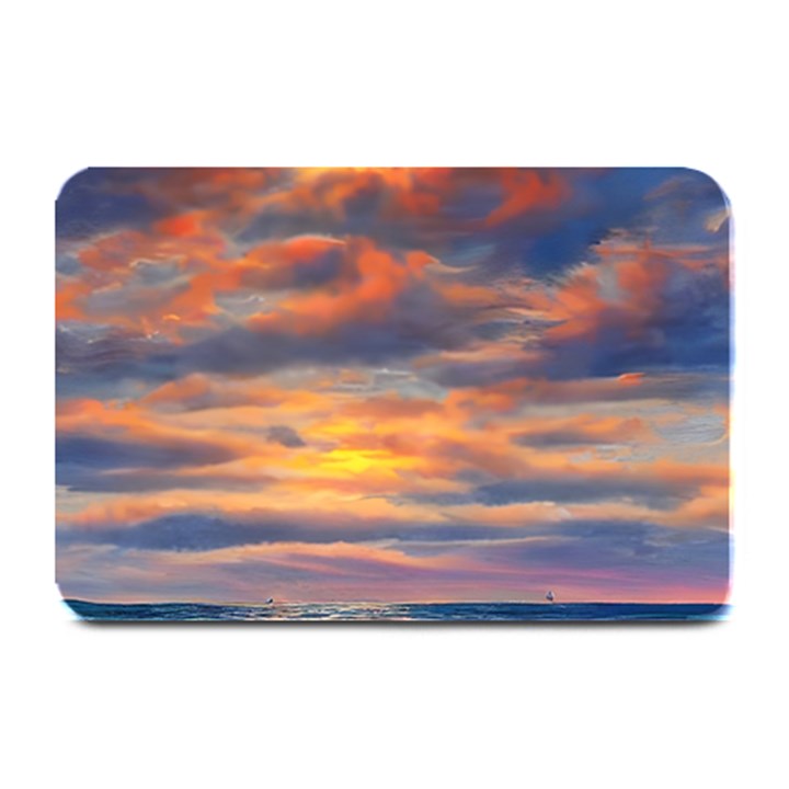 Serene Sunset Over Beach Plate Mats