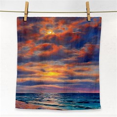 Serene Sunset Over Beach Face Towel by GardenOfOphir