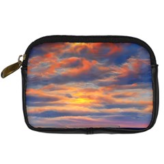 Serene Sunset Over Beach Digital Camera Leather Case by GardenOfOphir