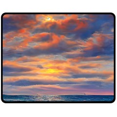 Serene Sunset Over Beach One Side Fleece Blanket (medium) by GardenOfOphir