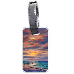 Serene Sunset Over Beach Luggage Tag (one Side) by GardenOfOphir