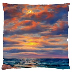 Serene Sunset Over Beach Large Cushion Case (two Sides) by GardenOfOphir