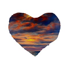 Serene Sunset Over Beach Standard 16  Premium Heart Shape Cushions by GardenOfOphir