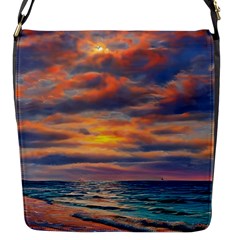 Serene Sunset Over Beach Flap Closure Messenger Bag (s) by GardenOfOphir