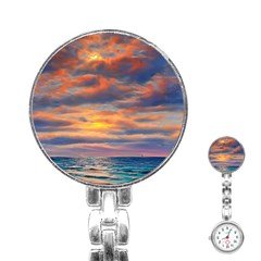 Serene Sunset Over Beach Stainless Steel Nurses Watch by GardenOfOphir