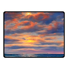 Serene Sunset Over Beach Fleece Blanket (small) by GardenOfOphir