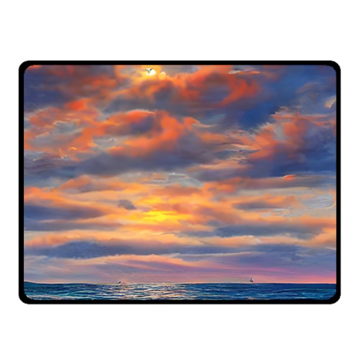 Serene Sunset Over Beach Fleece Blanket (Small)