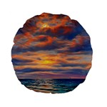 Serene Sunset Over Beach Standard 15  Premium Flano Round Cushions Back