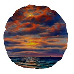 Serene Sunset Over Beach Large 18  Premium Flano Round Cushions by GardenOfOphir