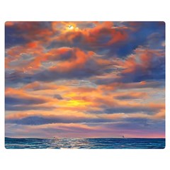 Serene Sunset Over Beach Premium Plush Fleece Blanket (medium) by GardenOfOphir