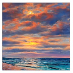 Serene Sunset Over Beach Square Satin Scarf (36  X 36 ) by GardenOfOphir