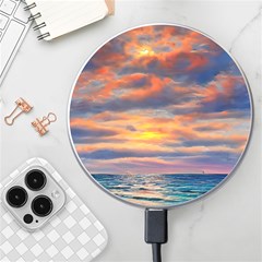 Serene Sunset Over Beach Wireless Fast Charger(white) by GardenOfOphir