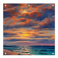 Serene Sunset Over Beach Banner And Sign 4  X 4  by GardenOfOphir