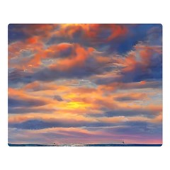 Serene Sunset Over Beach One Side Premium Plush Fleece Blanket (large) by GardenOfOphir