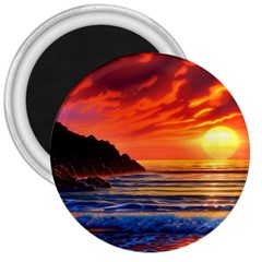 Reflecting Sunset Over Beach 3  Magnets by GardenOfOphir