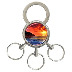 Reflecting Sunset Over Beach 3-ring Key Chain by GardenOfOphir