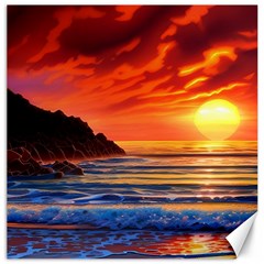 Reflecting Sunset Over Beach Canvas 12  X 12  by GardenOfOphir