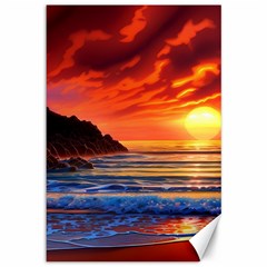 Reflecting Sunset Over Beach Canvas 12  X 18  by GardenOfOphir