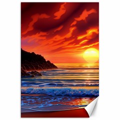 Reflecting Sunset Over Beach Canvas 20  X 30  by GardenOfOphir