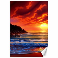 Reflecting Sunset Over Beach Canvas 24  X 36  by GardenOfOphir