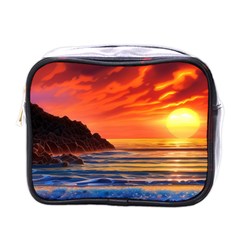 Reflecting Sunset Over Beach Mini Toiletries Bag (one Side) by GardenOfOphir