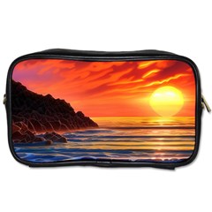 Reflecting Sunset Over Beach Toiletries Bag (one Side) by GardenOfOphir