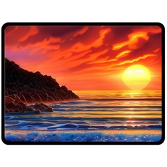 Reflecting Sunset Over Beach Fleece Blanket (large) by GardenOfOphir