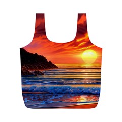 Reflecting Sunset Over Beach Full Print Recycle Bag (m) by GardenOfOphir