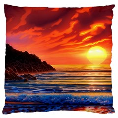 Reflecting Sunset Over Beach Standard Premium Plush Fleece Cushion Case (two Sides) by GardenOfOphir