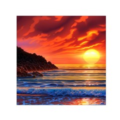 Reflecting Sunset Over Beach Square Satin Scarf (30  X 30 ) by GardenOfOphir