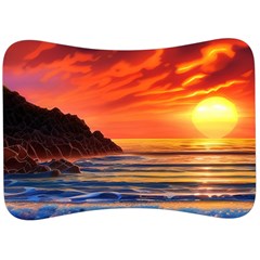 Reflecting Sunset Over Beach Velour Seat Head Rest Cushion by GardenOfOphir