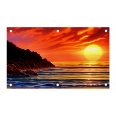 Reflecting Sunset Over Beach Banner And Sign 5  X 3  by GardenOfOphir