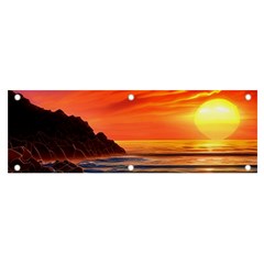 Reflecting Sunset Over Beach Banner And Sign 6  X 2  by GardenOfOphir